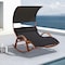 Deko Living Outdoor Cedar Wood Patio Lounge Daybed w/ Black Textilene Fabric & Canopy COP20205BLK - alternate 6